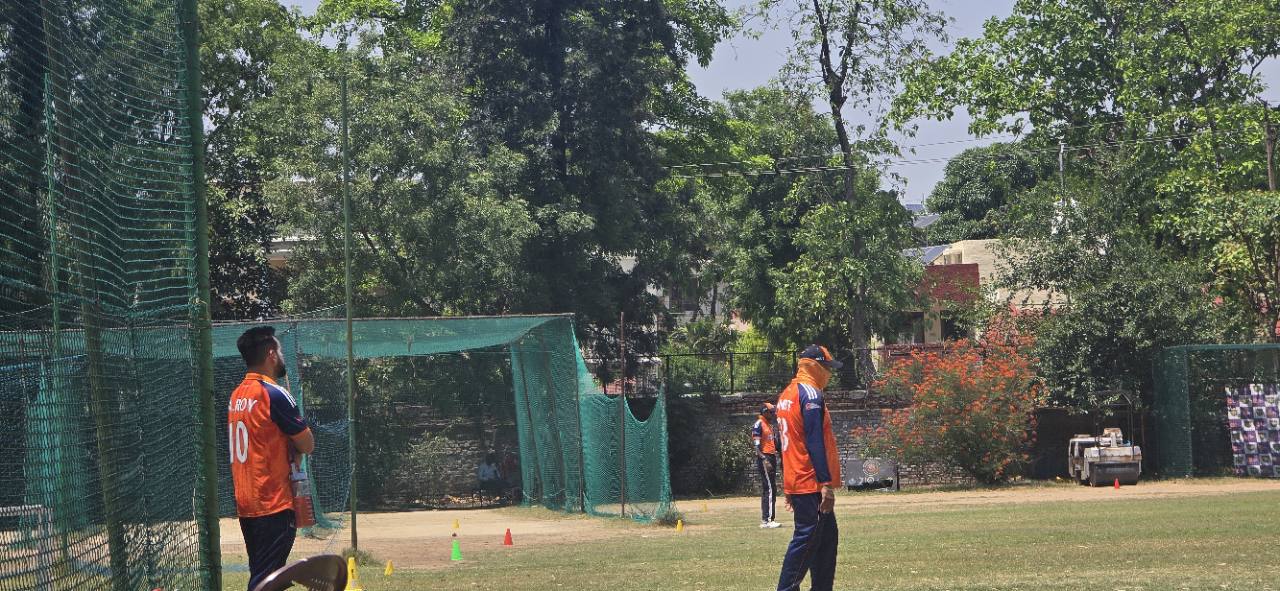 Practice nets and players at GNPS Cricket Ground